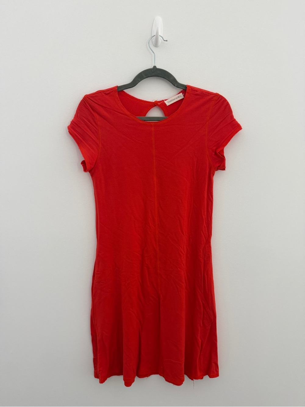 Casual Orange Short-Sleeve Mini Dress